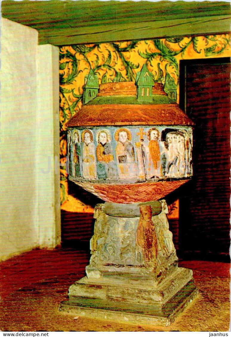 Bro Kyrka - Dopfunt fran slutet - Baptismal font - church - Gotland - 09-6955 - 1984 - Sweden - used - JH Postcards