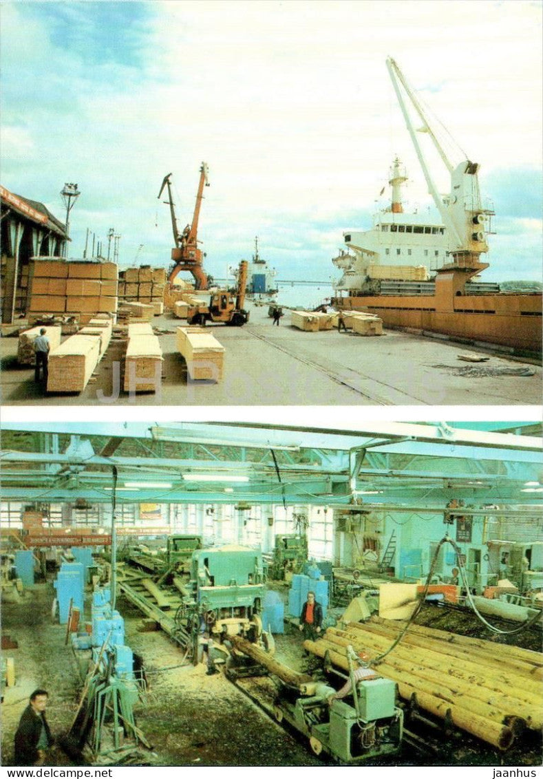 Arkhangelsk - Sawmill wood processing plant - ship - 1989 - Russia USSR - unused - JH Postcards