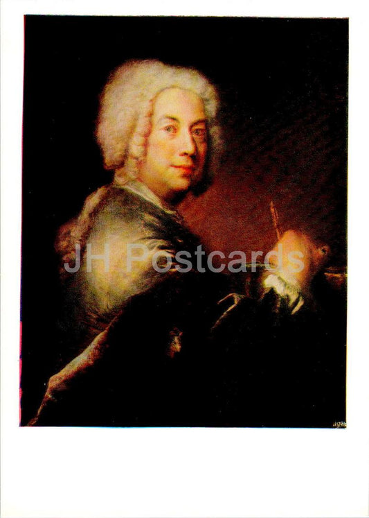 tableau d'Antoine Pesne - Autoportrait - Art français - 1985 - Russie URSS - inutilisé 