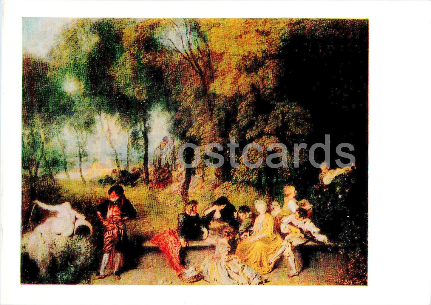 tableau d'Antoine Watteau - Gens dans le parc - Art français - 1985 - Russie URSS - inutilisé 