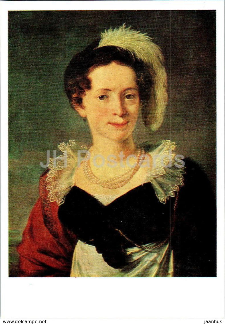 painting by V. Tropinin - Portrait of countess N. Morkova - woman - Russian art - 1979 - Russia USSR - unused - JH Postcards