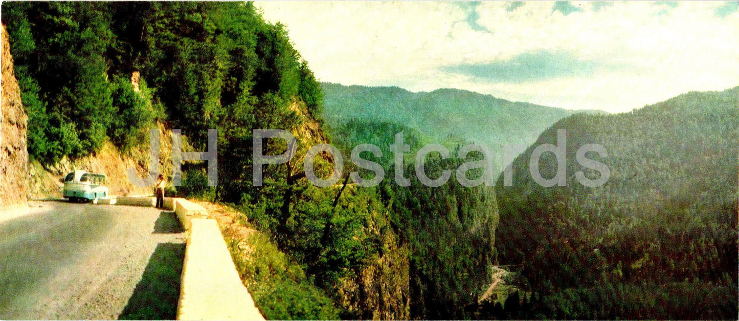 Road to Lake Ritsa - bus LAZ - Abkhazia - 1969 - Georgia USSR - unused