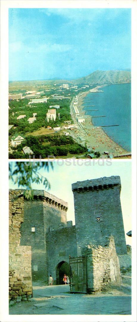 Sudak - vue sur la baie et la station balnéaire - entrée de la forteresse génoise - Crimée - 1983 - Ukraine URSS - inutilisé 