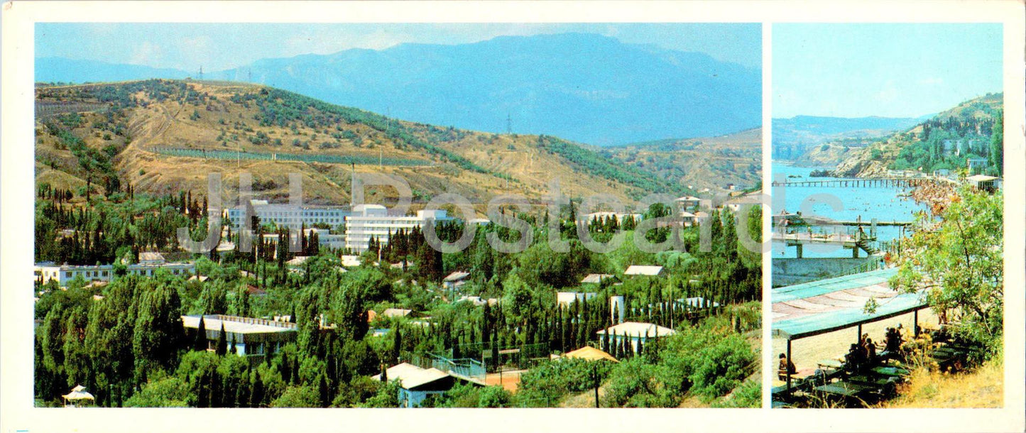 Alushta - Village balnéaire de Malorechenskoye - vue sur la plage - Crimée - 1985 - Ukraine URSS - inutilisé 