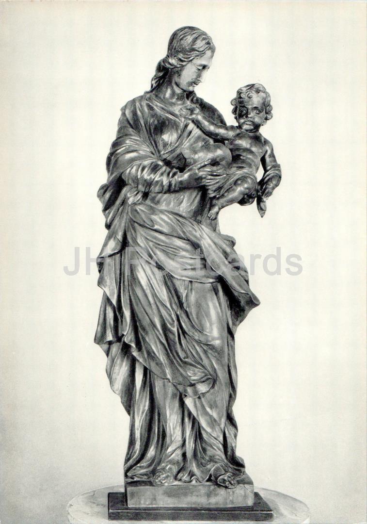 sculpture d'artiste inconnu - La Vierge à l'Enfant - Art français - Carte Grand Format - 1975 - Russie URSS - inutilisée 