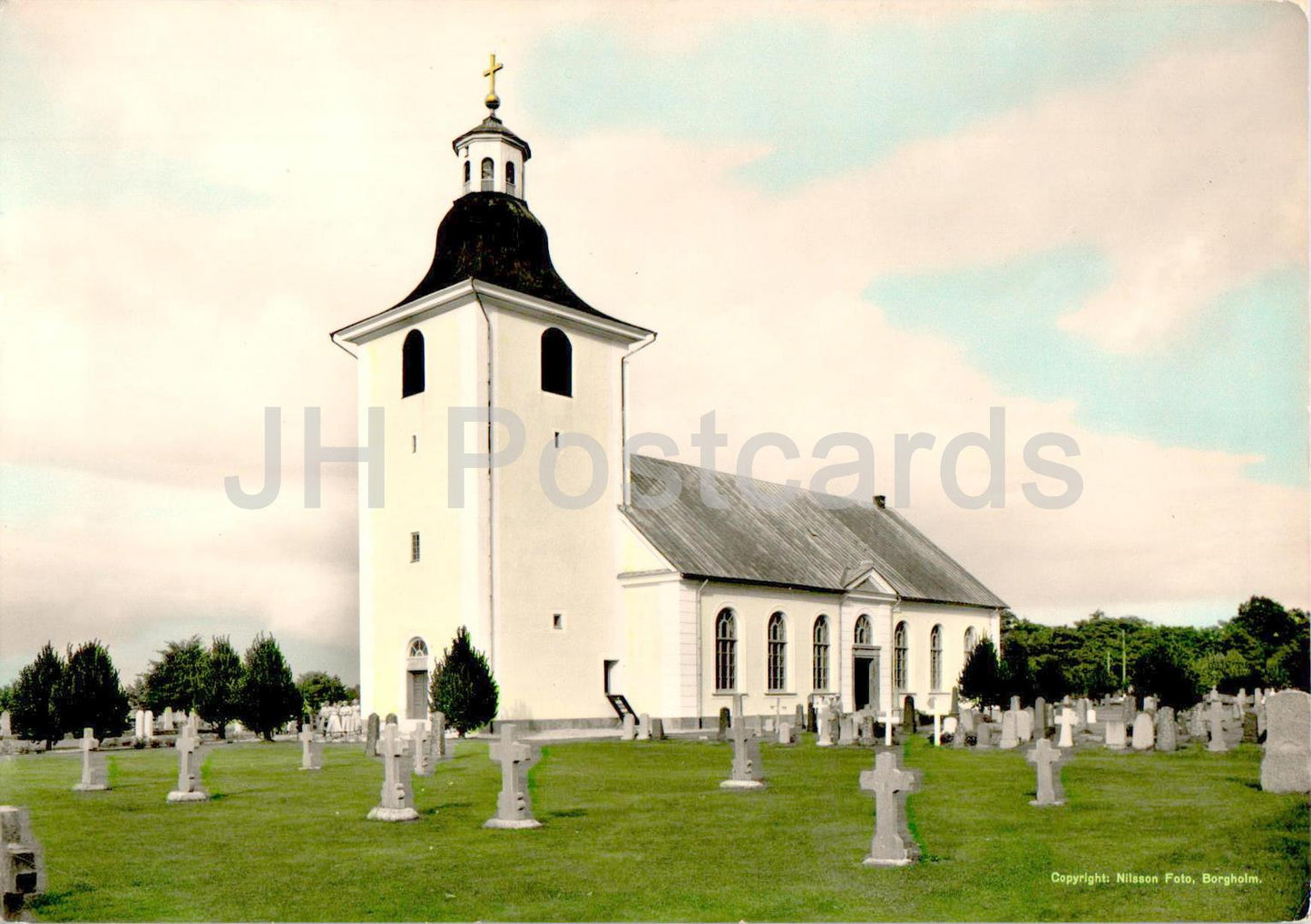 Hogby kyrka - église - carte postale ancienne - Suède - inutilisée 