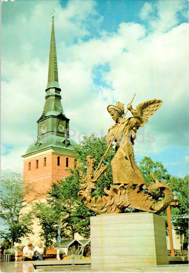 Dalarna – Mora – Bronsstatyn med Sankt Mikael – Kathedrale – 1985 – Schweden – gebraucht 