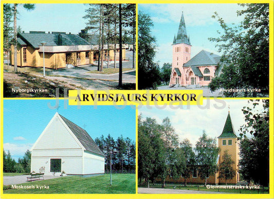 Arvidsjaurs Kyrkor – Nyborgskyrkan – Moskosels Kyrka – Glommerstrasks – Kirche – Multiview – 4835 – Schweden – unbenutzt 