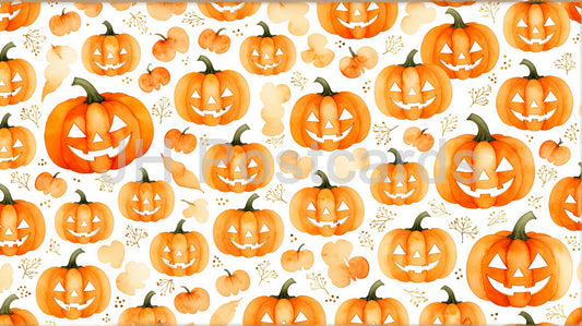 Image AI - Motif de potirons : un motif aquarelle festif mettant en vedette un éventail de citrouilles adorables. Halloween. Arrière-plan. 1