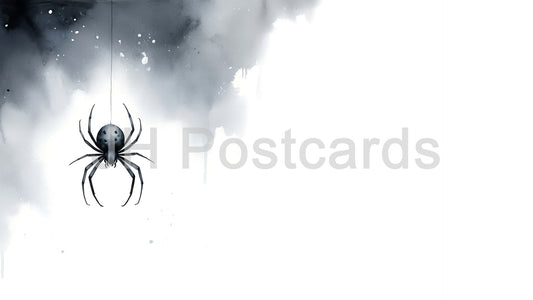 AI Image - Halloween Horror: A frightening watercolor painting of a spider on a web. Halloween. Drawing. Art. Illustration. Copy Space. 2