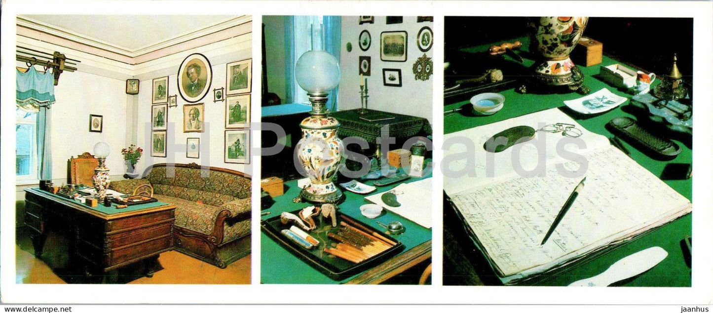 Russian composer Tchaikovsky museum in Klin - desk - portraits of composers - 1982 - Russia USSR - unused - JH Postcards