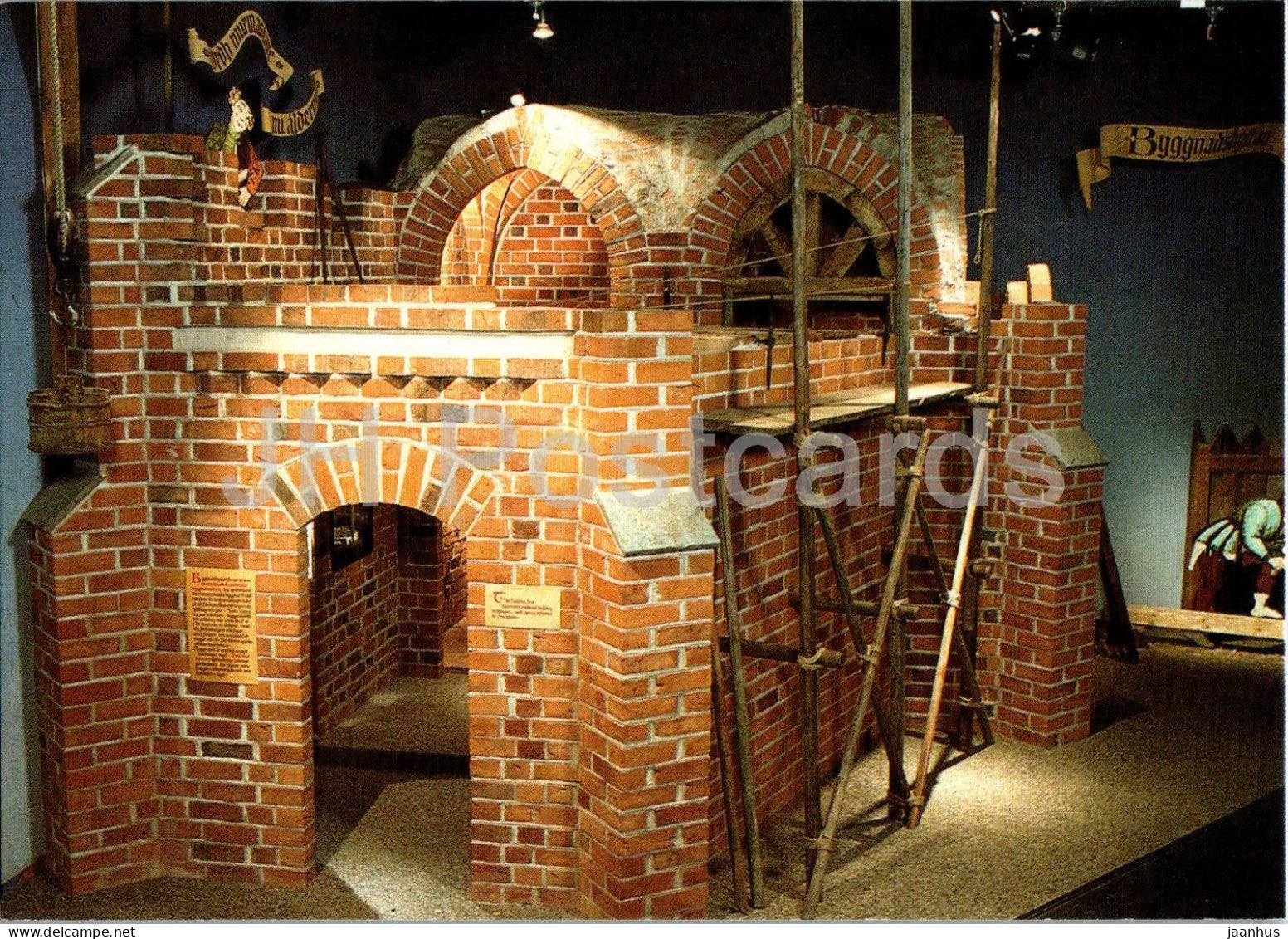 Stockholm - Medeltidsmuseum - Museum of Medieval Stockholm - medieval building techniques - museum - Sweden - unused - JH Postcards