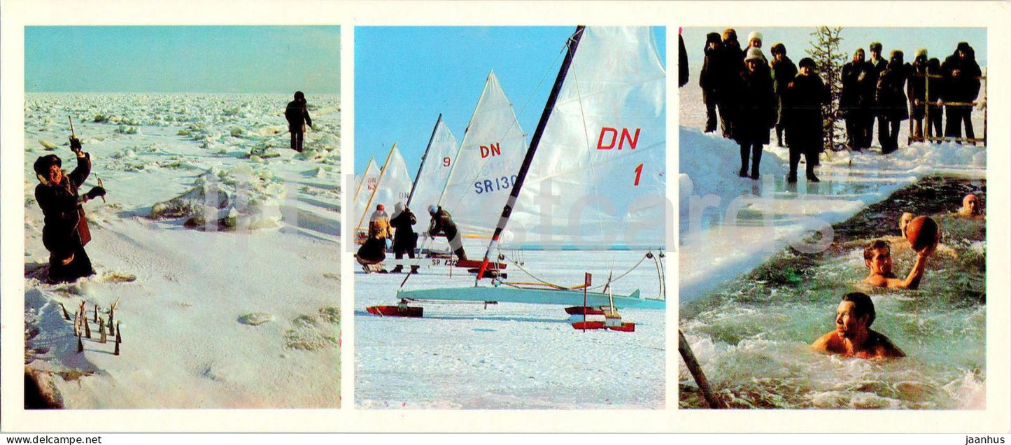 Vladivostok - winter holidays - winter bath - iceboat - 1981 - Russia USSR - unused - JH Postcards