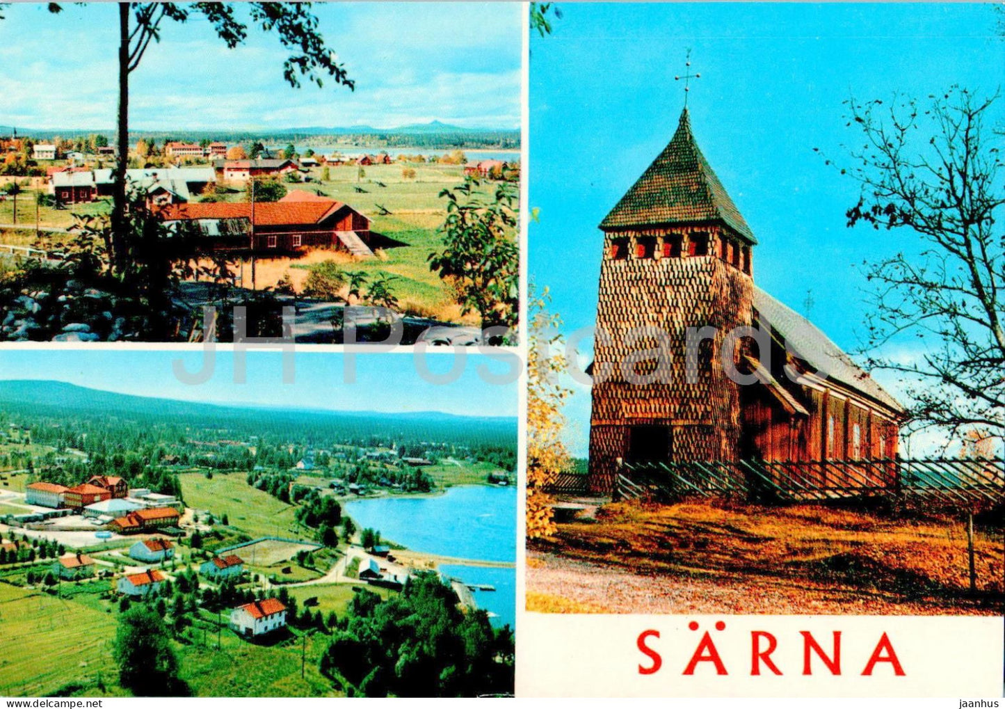 Sarna - church - town views - waterfall - multiview - D 13 - 1984 - Sweden - used - JH Postcards