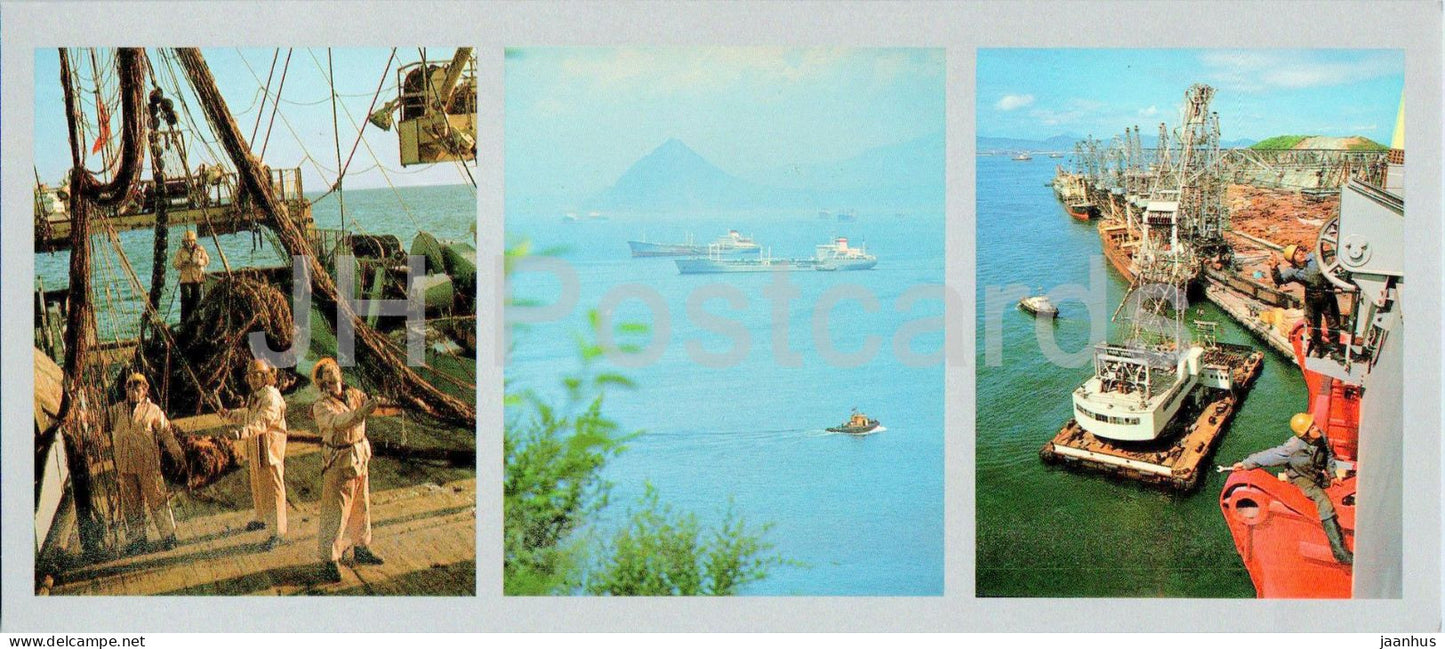 Bay of the Peter the Great - Vladivostok - port - ship - boat - 1980 - Russia USSR - unused - JH Postcards