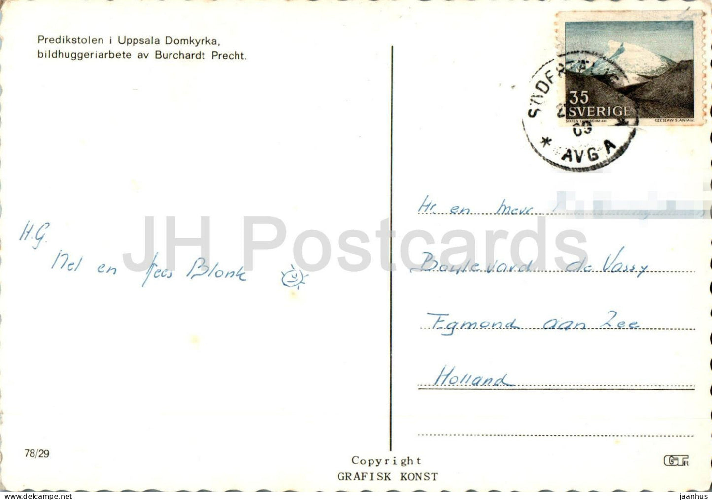 Uppsala Domkyrka - Predikstolen - Die Kanzel - Kathedrale - 78/29 - 1960 - Schweden - gebraucht 