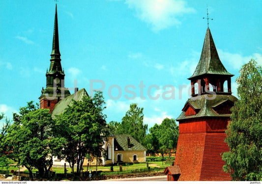 Mora - Kyrkan och klockstapeln - bell tower - church - D-10-77 - Sweden - unused - JH Postcards