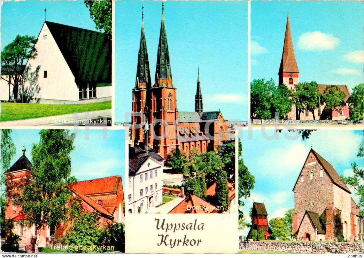 Uppsala Kyrkor - church - multiview - 896 - 1976 - Sweden - used - JH Postcards