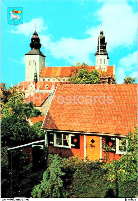 Visby - Domkyrkan fran Finntrappan - Gotland - cathedral - 24801 - Sweden - unused - JH Postcards