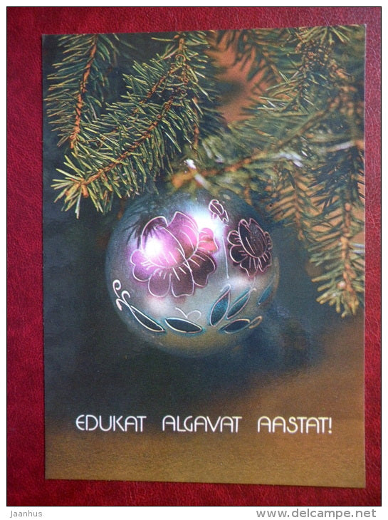 New Year Greeting card - decoration - 1983 - Estonia USSR - used - JH Postcards