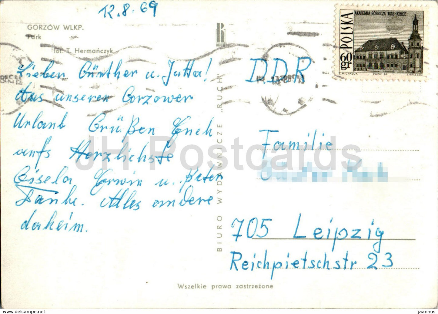 Gorzow WLKP – Wielkopolski – Park – 1969 – Polen – gebraucht