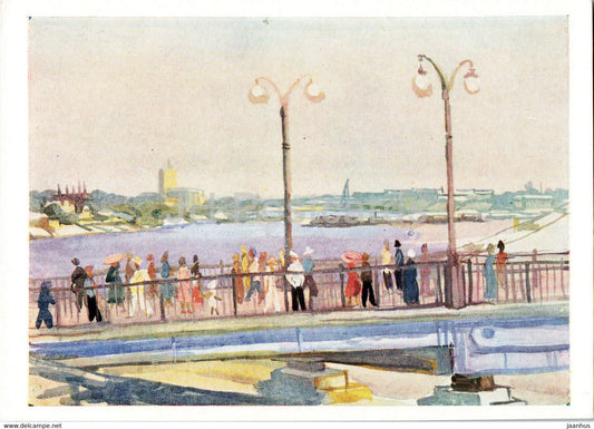 painting by M. Mironova - Dnieper river . Kyiv - Russian Art - 1963 - Russia USSR - unused - JH Postcards