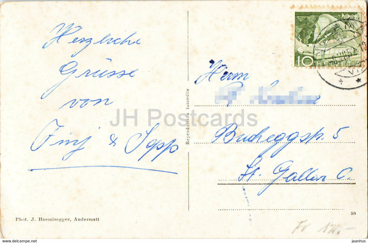 Andermatt gegen Urnerloch - 1110 - 1952 - old postcard - Switzerland - used