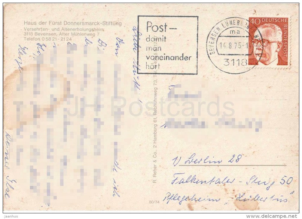 Bad Bevensen HAus der Fürst Donnersmarck-Stiftung - Germany - 1975 gelaufen - JH Postcards