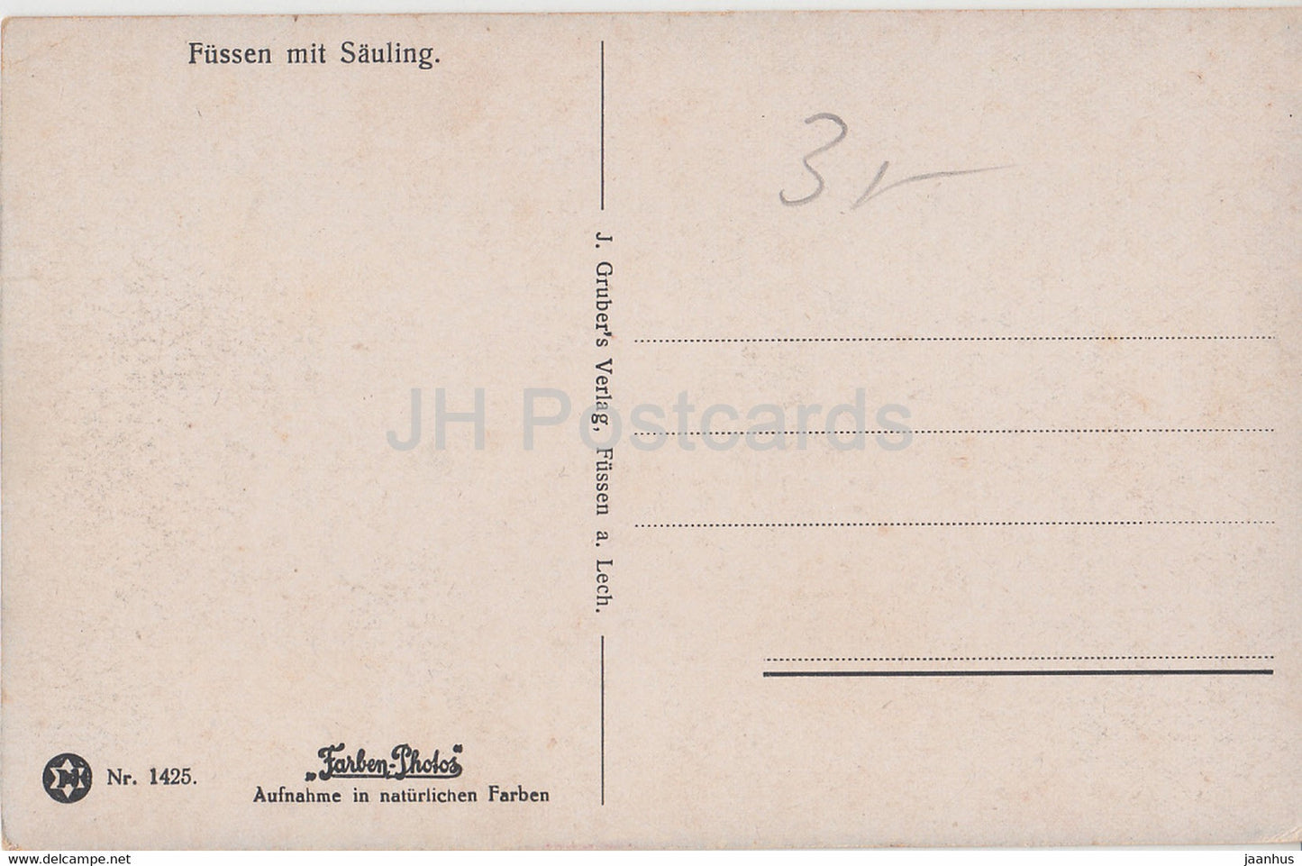 Fussen mit Sauling - 1425 - carte postale ancienne - Allemagne - inutilisée