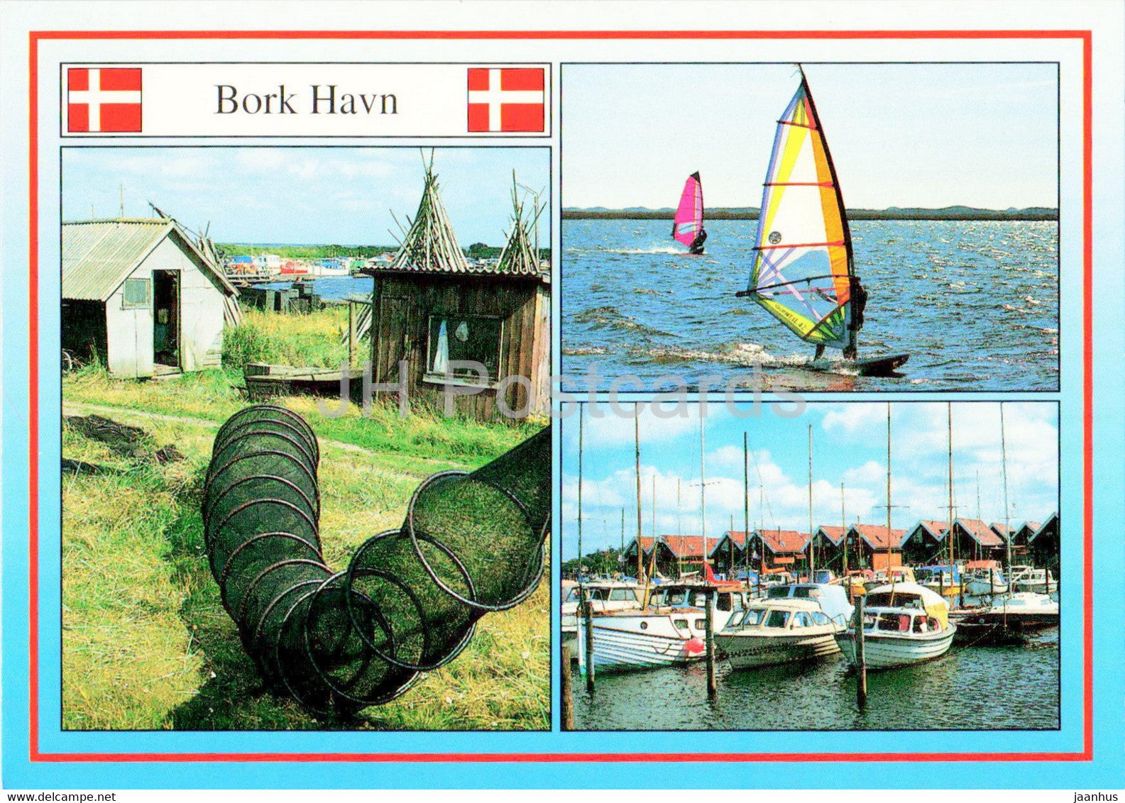 Bork Havn - windsurfing - boat - multiview - 1993 - Denmark - used - JH Postcards