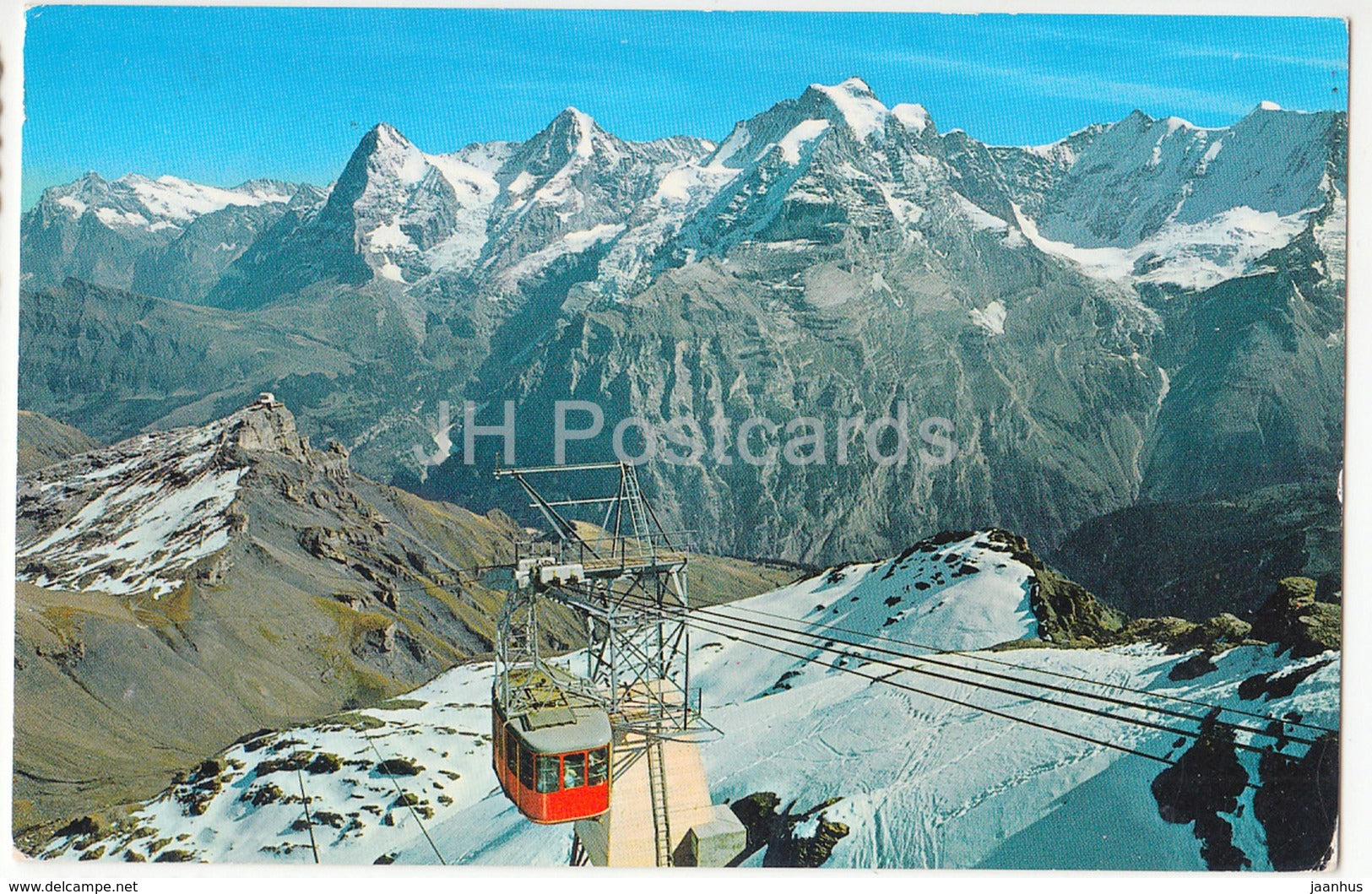 Schilthornbahn Murren - Berner Oberland - Gipfelstation mit Drehrestaurant 2790 m - cable car Switzerland - 1960 - used - JH Postcards