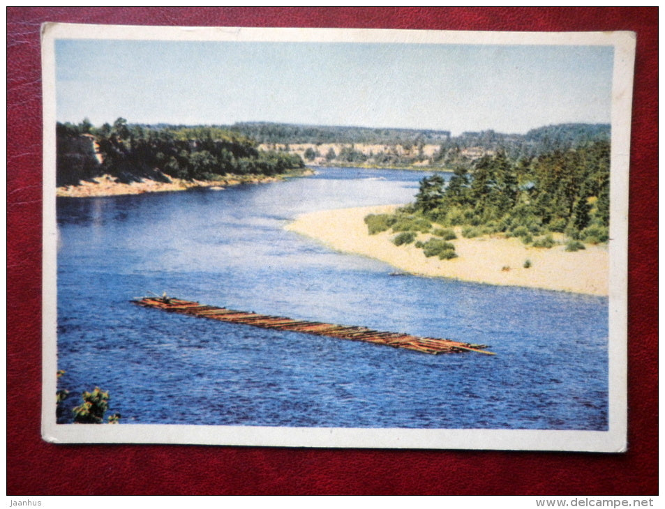 Daugava river - log rafting - 1962 - Latvia USSR - unused - JH Postcards