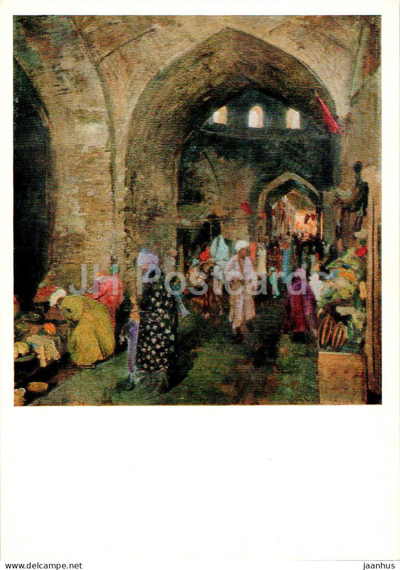 painting by P. Benkov - Bazaar in Bukhara - Uzbekistan art - 1975 - Russia USSR - unused - JH Postcards