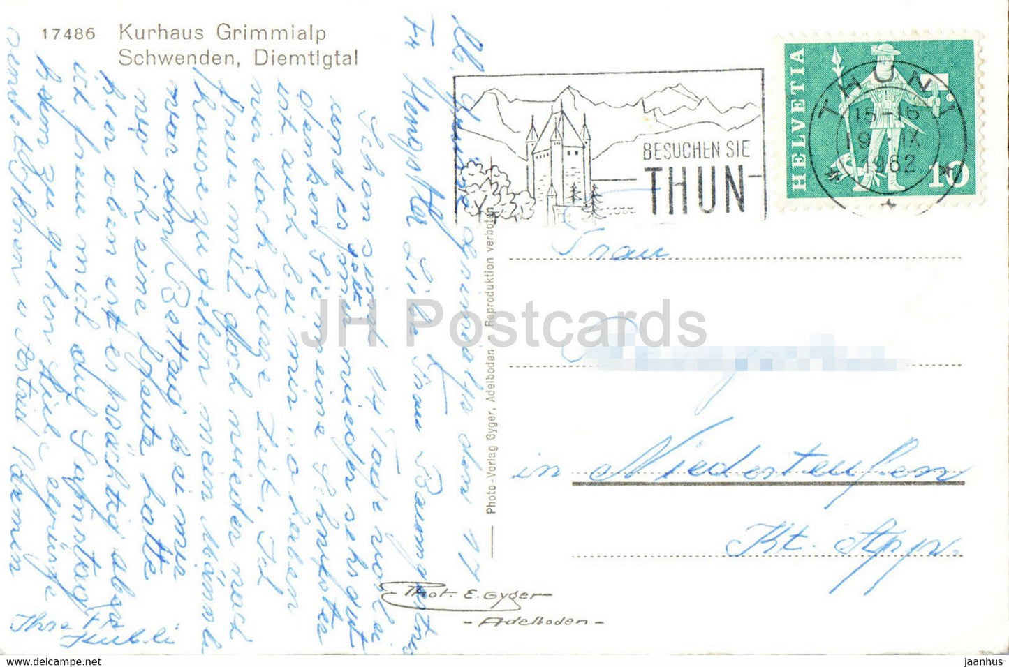 Kurhaus Grimmialp - Schwenden Diemtigtal - 17486 - 1962 - Schweiz - gebraucht