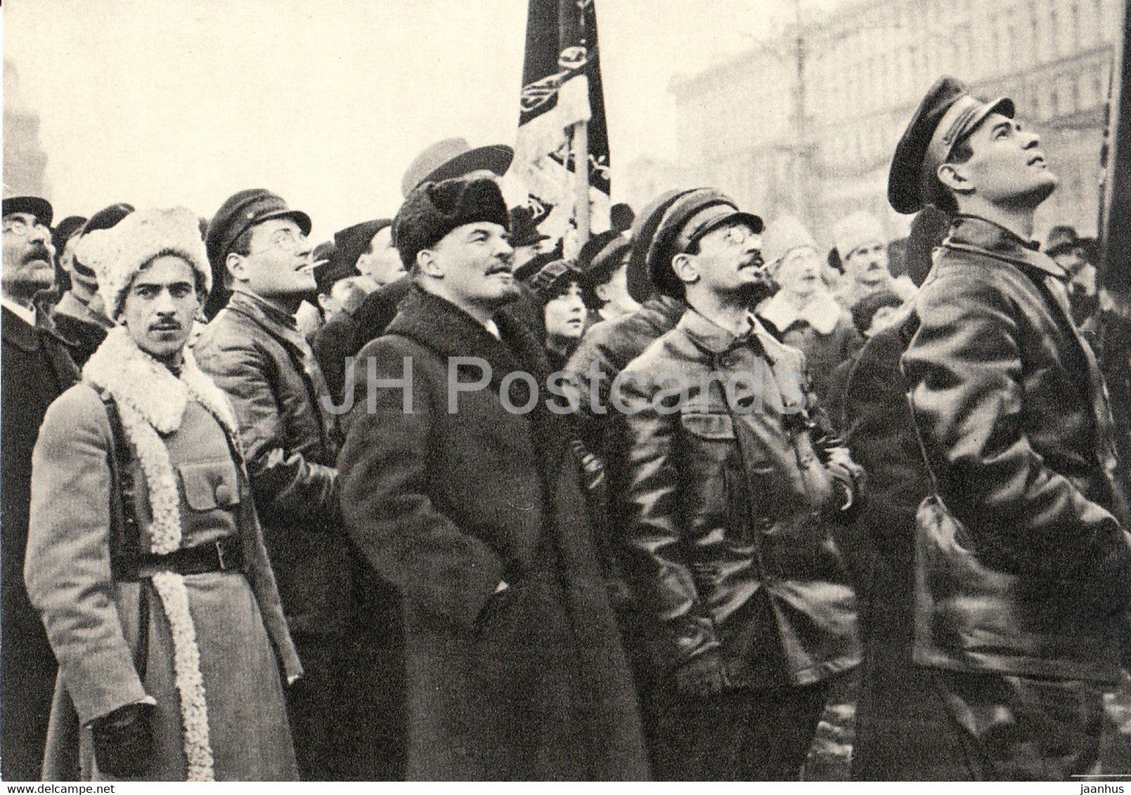 Vladimir Lenin - Lenin and Sverdlov at the temporary monument to Marx and Engels , 1918 - 1965 - Russia USSR - unused - JH Postcards