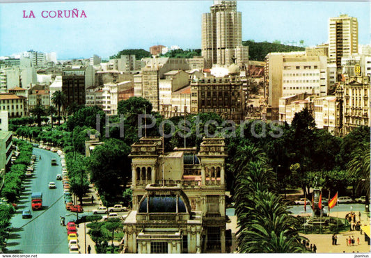 La Coruna - Jardines de Mendez Nunez - gardens - 1002 - 1987 - Spain - used - JH Postcards