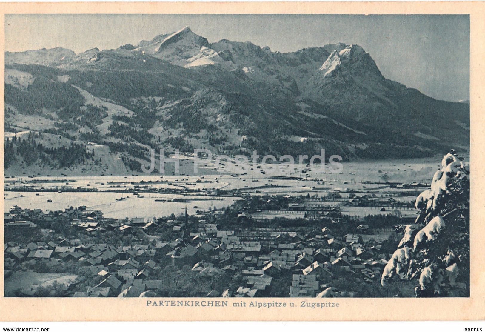 Partenkirchen mit Alpspitze u Zugspitze - 006 - old postcard - Germany - unused - JH Postcards