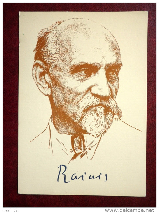 Latvian writer Janis Rainis - 1987 - Latvia USSR - unused - JH Postcards