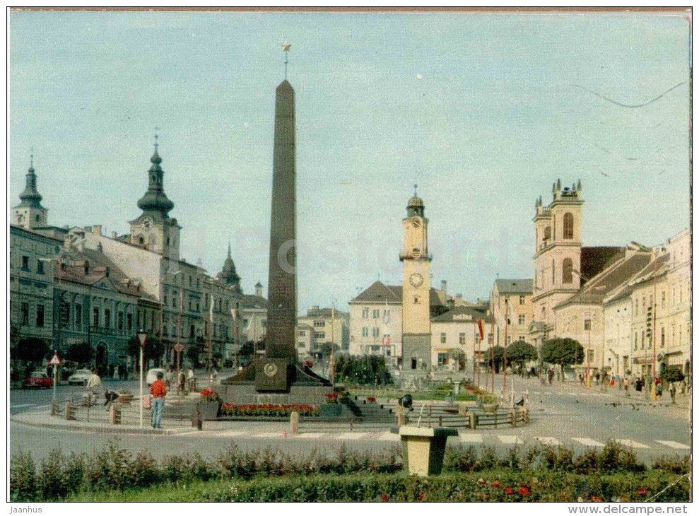 Slovak National Uprising Square - Banska Bystrica - Czechslovakia - Slovakia - used 1957 - JH Postcards