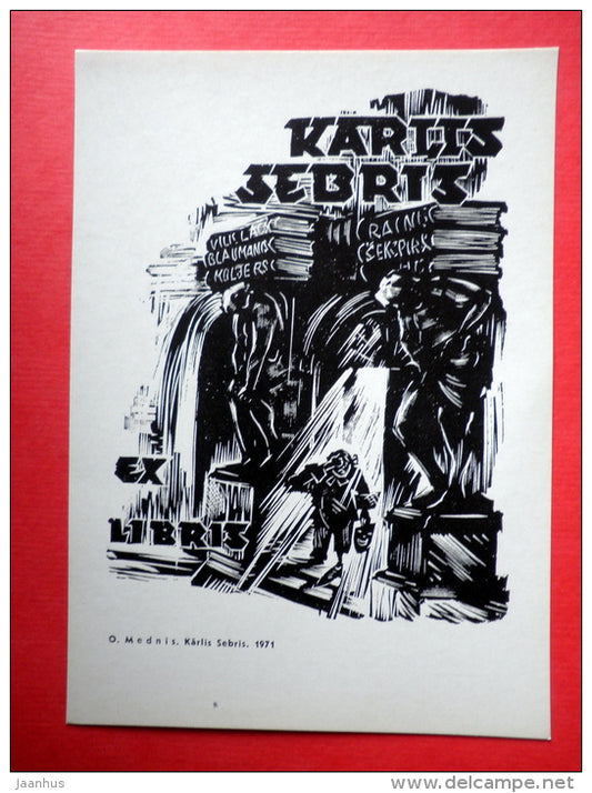 Ex Libris - Karlis Sebris - illustration by O. Mednis - 1975 - Latvia USSR - unused - JH Postcards