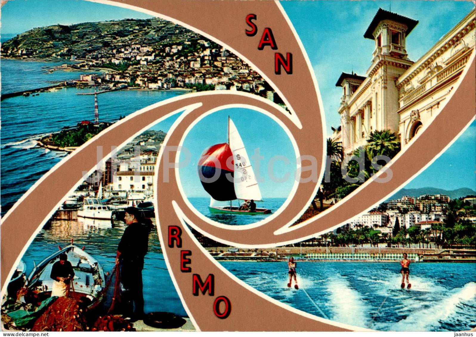 San Remo - sailing boat - multiview - 122 - 1973 - Italy - used - JH Postcards