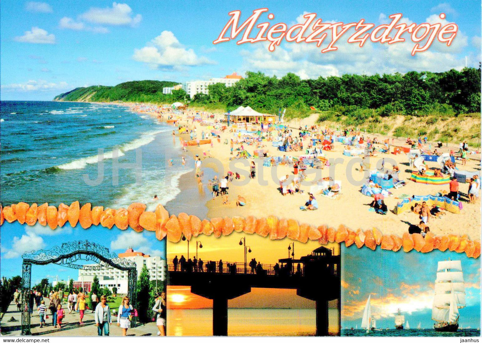 Miedzyzdroje - beach - multiview - Poland - unused - JH Postcards