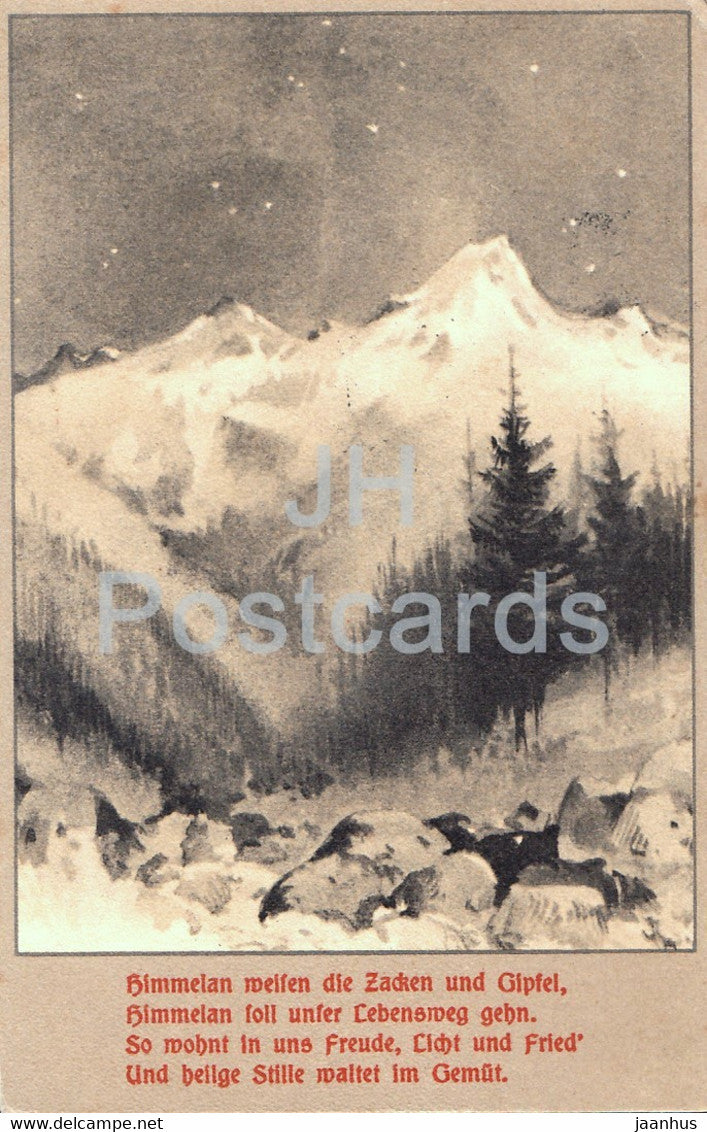 himmelan weisen die Zacken und Gipfel - illustration - EK 4288 - old postcard - 1914 - Germany - used - JH Postcards