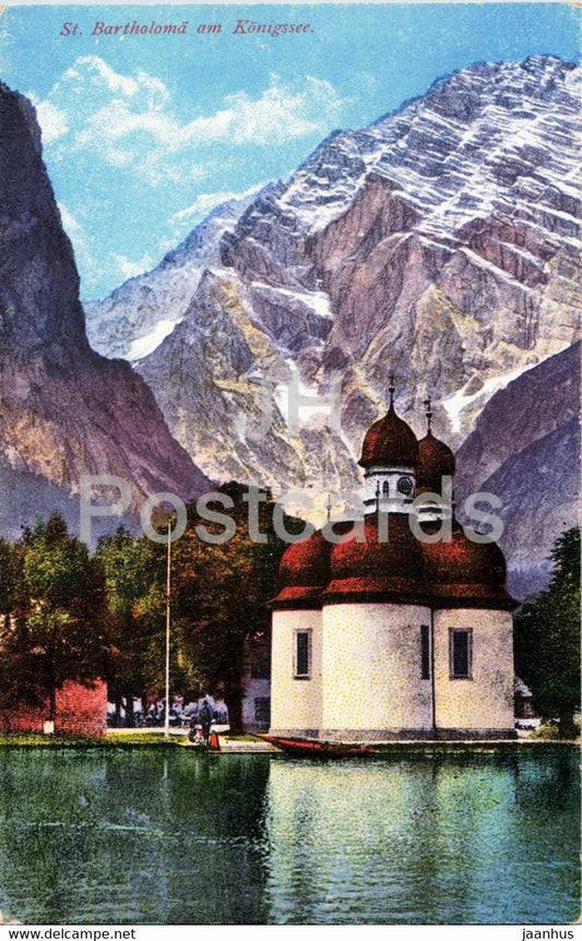 St Bartholoma am Konigssee - church - 12663 - old postcard - Germany - unused - JH Postcards