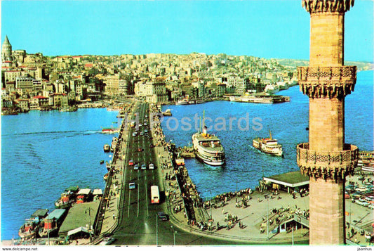 Istanbul - A view from the Bridge of Galata - ship - bridge - 1978 - Turkey - used - JH Postcards