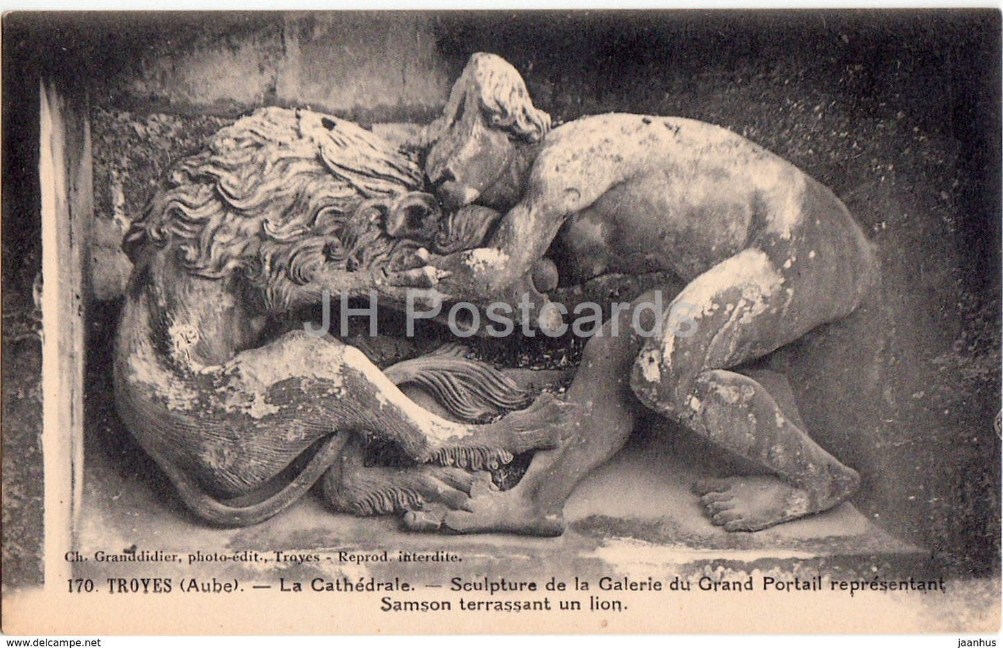 Troyes - La Cathedrale - Sculpture de la Galerie du Grand Portail - 170 - old postcard - France - unused - JH Postcards