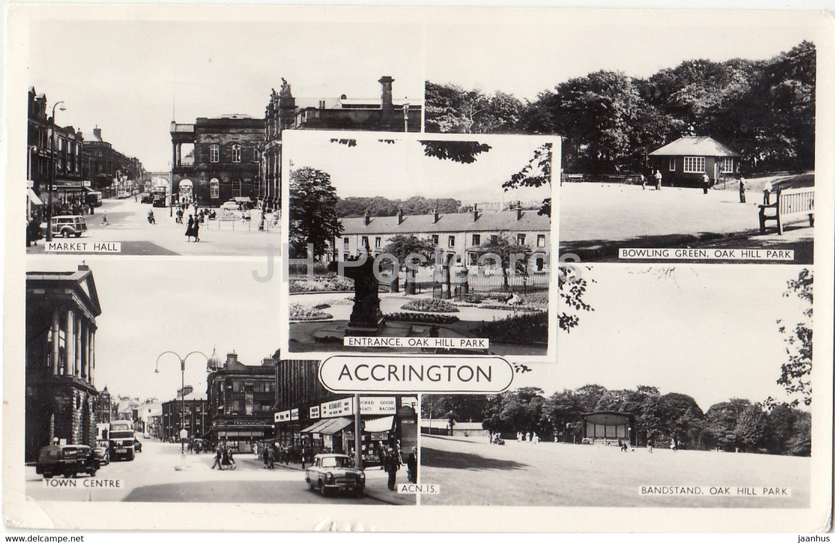 Accrington - Market Hall - Town Centre - Bandstand - 1964 - old postcard - United Kingdom - England - used - JH Postcards