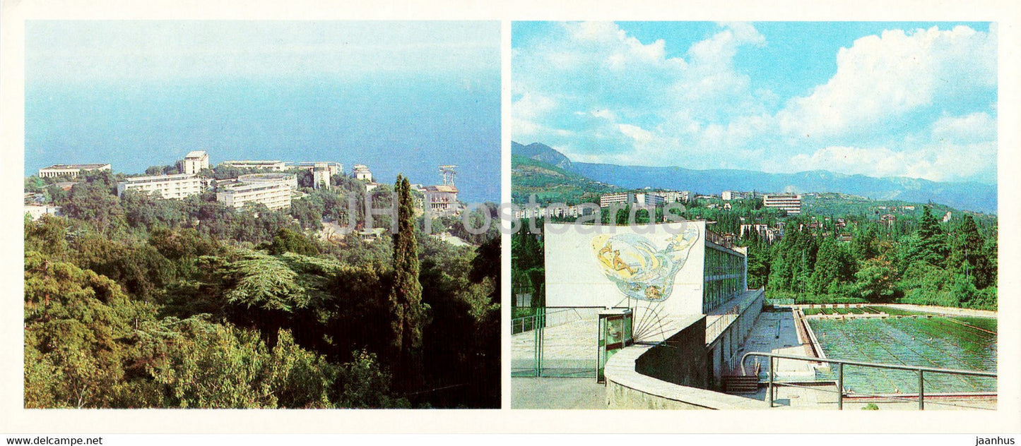 Yalta - pension home Donbass - therapeutic swimming pool - 1984 - Ukraine USSR - unused - JH Postcards