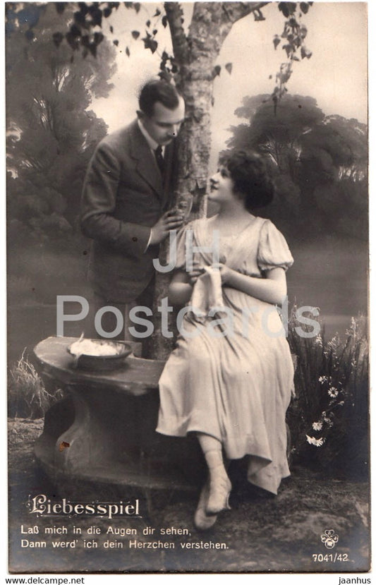 Liebesspiel - couple - woman and man - 7041/42 - old postcard - Germany - unused - JH Postcards