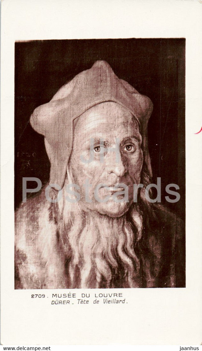 painting by Durer - Tete de Vieillard - German art - Musee du Louvre - 2709 - old postcard - France - unused - JH Postcards